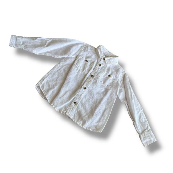 5/$35  Crazy 8 Boys Viking Crew White Linen Blend Shirt‎ Roll Tab Sleeves 5T - Picture 3 of 8